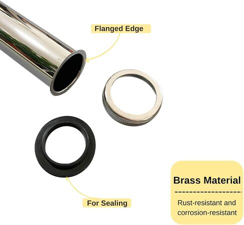 Flanged Sink Tailpiece 1-1/4 in. OD, 12 inch Brass Extension Tube for Trap with Nut and Rubber, Drain Connections in Saudi Arabia