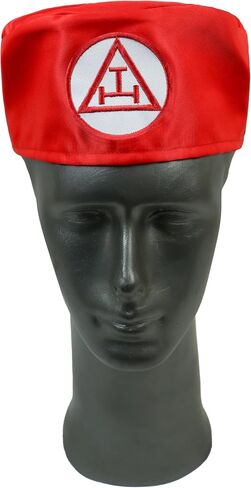 Royal Arch Masons Red Cap w/Embroidered Emblem – Regalia Hat w/Leather Sweatband – Freemason Headwear Sizes in Kuwait