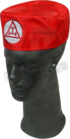 Royal Arch Masons Red Cap w/Embroidered Emblem – Regalia Hat w/Leather Sweatband – Freemason Headwear Sizes in Kuwait