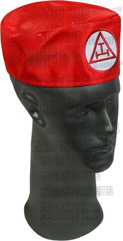Royal Arch Masons Red Cap w/Embroidered Emblem – Regalia Hat w/Leather Sweatband – Freemason Headwear Sizes in Kuwait