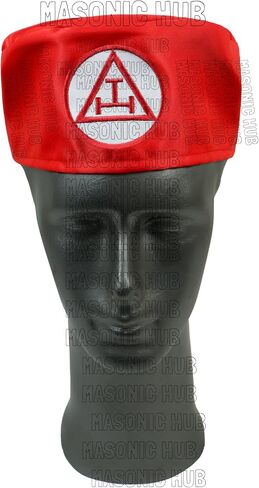 Royal Arch Masons Red Cap w/Embroidered Emblem – Regalia Hat w/Leather Sweatband – Freemason Headwear Sizes in Kuwait