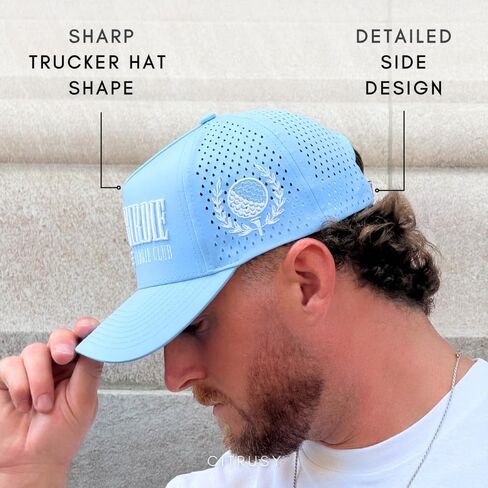 CITRUSY Athletic Trucker Golf Hat | Performance Mens 5 Panel Cap | Cool Breathable Waterproof Workout Running Snapback in Kuwait