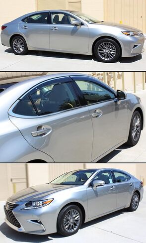 VIP Chrome Trim Smoke Tinted JDM Window Visor Rain Guards W/Clips Compatible with 2013-2018 Lexus ES300 ES350H in Saudi Arabia