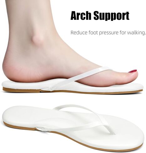 INMINPIN Flat Flip Flops with Arch Support for Women - Memory Foam Flats Summer Sandals 2026 - Ultra Comfort Vegan Leather Thong Sandals Summer Beach Slide in Saudi Arabia