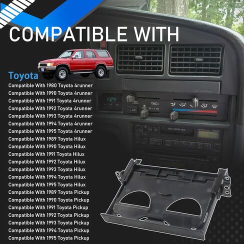 Instrument Panel Center Cup Holder Compatible with 1989-1995 Toyota 4runner Hilux Pickup Dash Mounted Dual Pull Out Replaces 55620-89103 55620 89103 5562089103 in Saudi Arabia