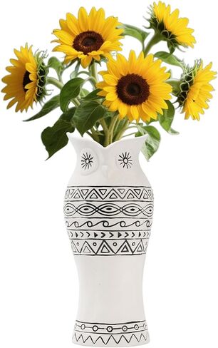 Owl Ceramic Flower Vase - Nordic Boho Farmhouse Centerpiece Owl Decor for Coffee Table& Shelf Living Room Office Vases Home Decor, Tulips Flowers Pampas Grass Decor in Saudi Arabia