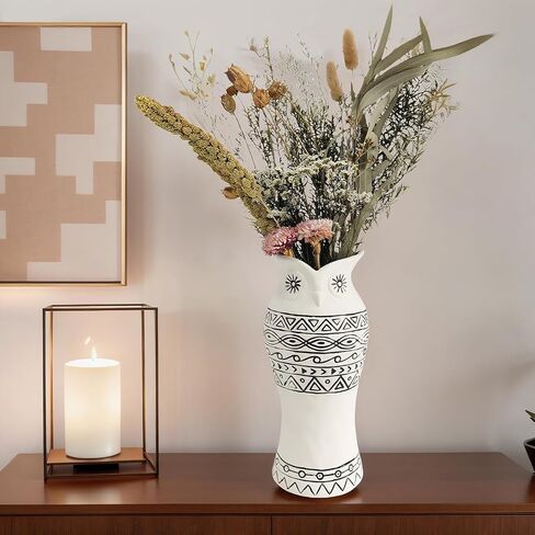 Owl Ceramic Flower Vase - Nordic Boho Farmhouse Centerpiece Owl Decor for Coffee Table& Shelf Living Room Office Vases Home Decor, Tulips Flowers Pampas Grass Decor in Saudi Arabia