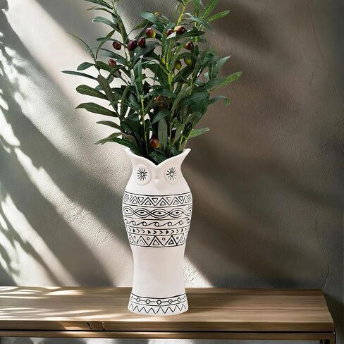 Owl Ceramic Flower Vase - Nordic Boho Farmhouse Centerpiece Owl Decor for Coffee Table& Shelf Living Room Office Vases Home Decor, Tulips Flowers Pampas Grass Decor in Saudi Arabia