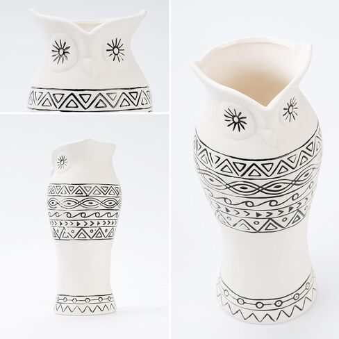 Owl Ceramic Flower Vase - Nordic Boho Farmhouse Centerpiece Owl Decor for Coffee Table& Shelf Living Room Office Vases Home Decor, Tulips Flowers Pampas Grass Decor in Saudi Arabia