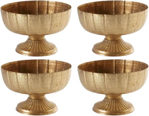 2 Pcs Distressed Gold Compote Vase for Centerpieces Compote Bowl 8'' Wide Vintage Decorative Antique Urn Planter Vase for Wedding Event Anniversary Party Indoor Outdoor Activity in Saudi Arabia