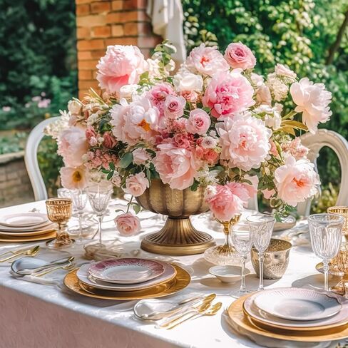 2 Pcs Distressed Gold Compote Vase for Centerpieces Compote Bowl 8'' Wide Vintage Decorative Antique Urn Planter Vase for Wedding Event Anniversary Party Indoor Outdoor Activity in Saudi Arabia