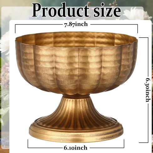 2 Pcs Distressed Gold Compote Vase for Centerpieces Compote Bowl 8'' Wide Vintage Decorative Antique Urn Planter Vase for Wedding Event Anniversary Party Indoor Outdoor Activity in Saudi Arabia