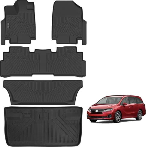 Large Cargo Liners for 2013-2020 Nissan Pathfinder / 2013 Infiniti JX35 / 2014-2020 Infiniti QX60 with Backrest Protection,TPE All Weather Protection with Trunk Mat Covering The backrest in Kuwait