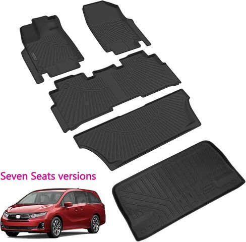 Large Cargo Liners for 2013-2020 Nissan Pathfinder / 2013 Infiniti JX35 / 2014-2020 Infiniti QX60 with Backrest Protection,TPE All Weather Protection with Trunk Mat Covering The backrest in Kuwait