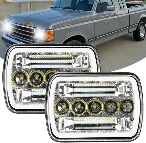 130W 800 ٪ سطوع H6054 5x7 7x6 المصابيح الأمامية متوافقة مع 1982-1995 بيك آب Toyota ، H4 HI/Low Leared مع إشارة الدوران DRL ، استبدال H6054 H5054 H6054LL 69822 6052 6053،2pcs in Kuwait