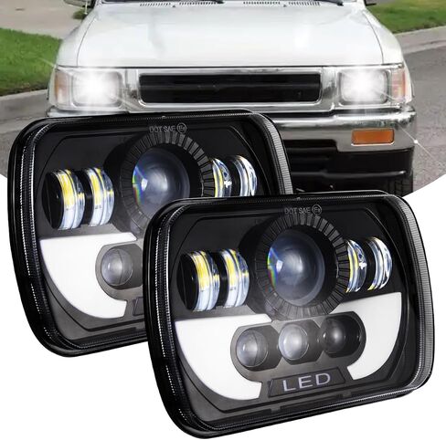 130W 800 ٪ سطوع H6054 5x7 7x6 المصابيح الأمامية متوافقة مع 1982-1995 بيك آب Toyota ، H4 HI/Low Leared مع إشارة الدوران DRL ، استبدال H6054 H5054 H6054LL 69822 6052 6053،2pcs in Kuwait