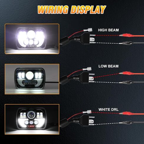 130W 800 ٪ سطوع H6054 5x7 7x6 المصابيح الأمامية متوافقة مع 1982-1995 بيك آب Toyota ، H4 HI/Low Leared مع إشارة الدوران DRL ، استبدال H6054 H5054 H6054LL 69822 6052 6053،2pcs in Kuwait