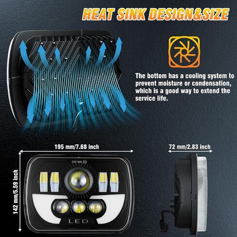 130W 800 ٪ سطوع H6054 5x7 7x6 المصابيح الأمامية متوافقة مع 1982-1995 بيك آب Toyota ، H4 HI/Low Leared مع إشارة الدوران DRL ، استبدال H6054 H5054 H6054LL 69822 6052 6053،2pcs in Kuwait