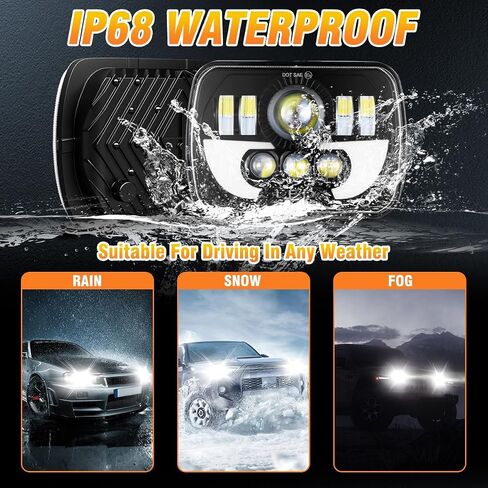 130W 800 ٪ سطوع H6054 5x7 7x6 المصابيح الأمامية متوافقة مع 1982-1995 بيك آب Toyota ، H4 HI/Low Leared مع إشارة الدوران DRL ، استبدال H6054 H5054 H6054LL 69822 6052 6053،2pcs in Kuwait