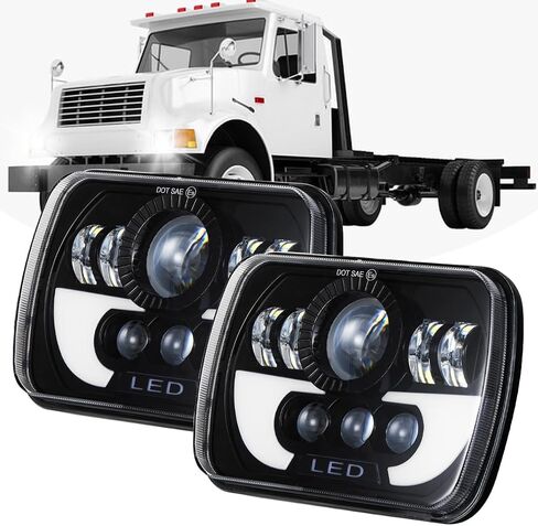 130W 800 ٪ سطوع H6054 5x7 7x6 المصابيح الأمامية متوافقة مع 1982-1995 بيك آب Toyota ، H4 HI/Low Leared مع إشارة الدوران DRL ، استبدال H6054 H5054 H6054LL 69822 6052 6053،2pcs in Kuwait