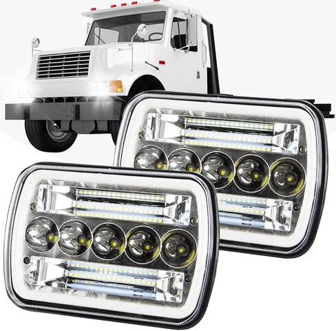 130W 800 ٪ سطوع H6054 5x7 7x6 المصابيح الأمامية متوافقة مع 1982-1995 بيك آب Toyota ، H4 HI/Low Leared مع إشارة الدوران DRL ، استبدال H6054 H5054 H6054LL 69822 6052 6053،2pcs in Kuwait