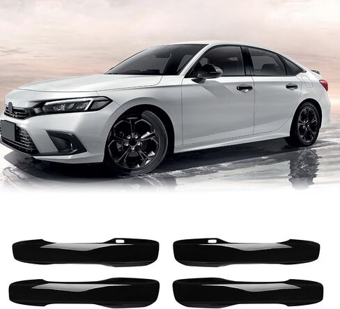 Set of 4 Carbon Fiber Door Handle Covers Compatible with 2022 2023 2024 2025 11th Honda Civic Accessories, with Smart Key Holes in Saudi Arabia