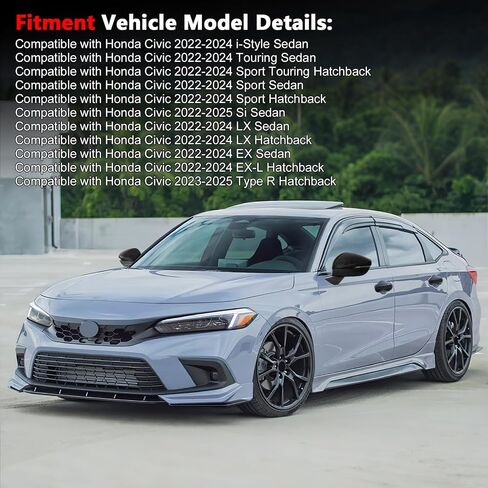 مجموعة من 4 أغطية مقبض باب ألياف الكربون متوافقة مع 2022 2023 2024 2025 11th Honda Civic Accessories ، مع ثقوب المفاتيح الذكية in Kuwait