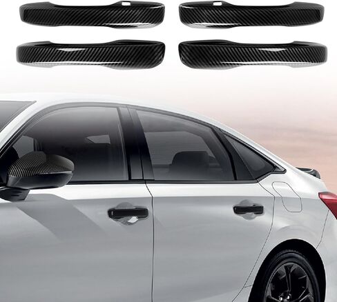 مجموعة من 4 أغطية مقبض باب ألياف الكربون متوافقة مع 2022 2023 2024 2025 11th Honda Civic Accessories ، مع ثقوب المفاتيح الذكية in Kuwait