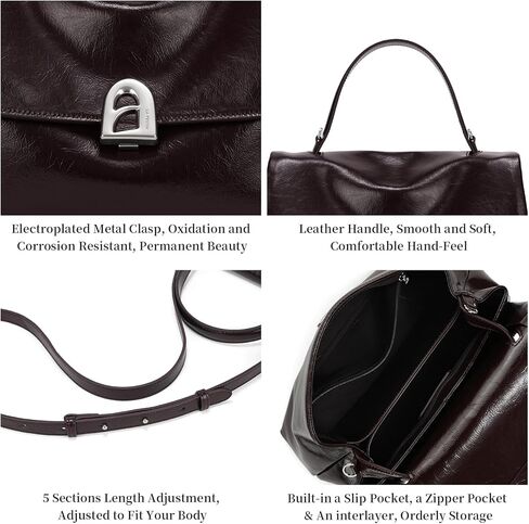 LA'FESTIN Leather Top-handle Satchel For Women: Soft Leather Crossbody Bag with Adjustable Strap, Casual Handbag for Women in Saudi Arabia