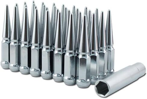 Spiked Lugz Chrome 7/16" Thread 4.4" Overall Length kit Contains 20 Lugs & 1 Key in Saudi Arabia