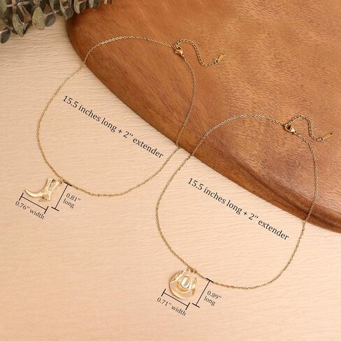 Jean Beau Cowboy Hat Boot Pendant Necklace for Women, Gold Silver Layer Dainty Western Cowgirl Charm Chain Necklaces Jewelry Gift in Saudi Arabia