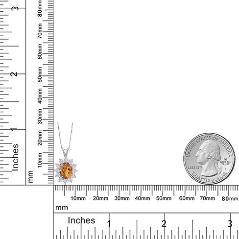 GEM Stone King 14K White Gold Gemstone Birthstone Halo Netlace | بيضاوي 8x6mm وجولة 2.5mm | قلادات الذهب للنساء | بسلسلة 18 بوصة in Saudi Arabia