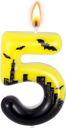 شمعة عيد ميلاد الخفافيش رقم 5 كعكة Topper Hero ذات طابع الحزب ديكورات الخفافيش نمط تصميم الفتيات الفتيات اللوازم حفلة عيد ميلاد اللوازم in Kuwait