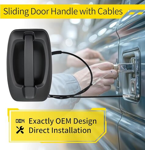 Passenger Side Sliding Door Handle with Cables Replaces# 5RK14JXWAB Compatible with 2014-2023 Ram ProMaster Cargo Van 1500 2500 3500 in Kuwait