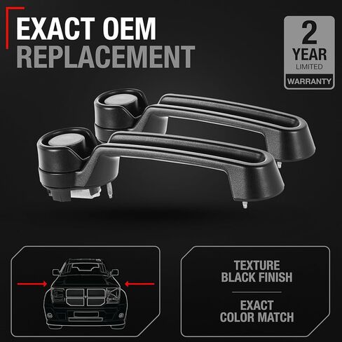 Exterior Front/Rear Driver & Passenger Door Handle - Compatible with 2007-2018 Jeep Wrangler, Liberty; 2007-2011 Dodge Nitro - Textured Black - OEM 4589164AD in Saudi Arabia