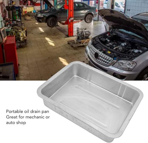 Acouto Galvanized Drip Pan Oil Drain Pan Leak Portable Universal Metal Construction Automotive Oil Change Container(#1) in Saudi Arabia