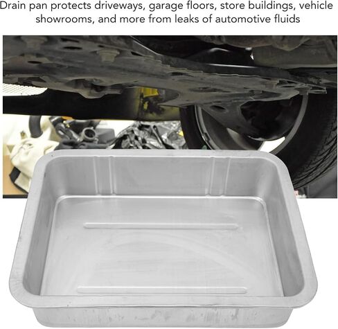 Acouto Galvanized Drip Pan Oil Drain Pan Leak Portable Universal Metal Construction Automotive Oil Change Container(#1) in Saudi Arabia