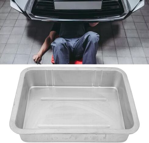 Acouto Galvanized Drip Pan Oil Drain Pan Leak Portable Universal Metal Construction Automotive Oil Change Container(#1) in Saudi Arabia