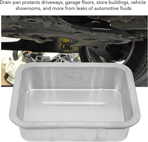 Acouto Galvanized Drip Pan Oil Drain Pan Leak Portable Universal Metal Construction Automotive Oil Change Container(#1) in Saudi Arabia