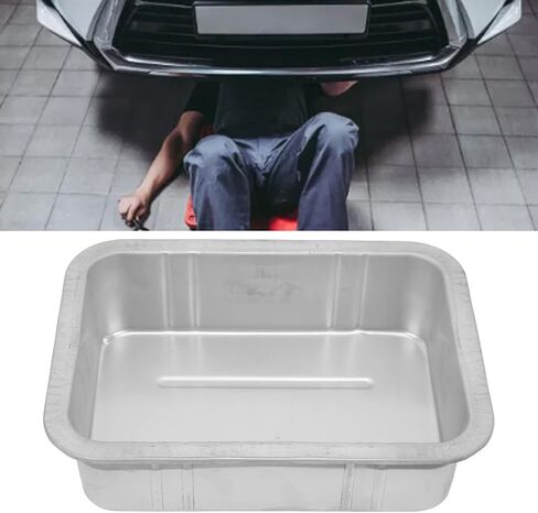 Acouto Galvanized Drip Pan Oil Drain Pan Leak Portable Universal Metal Construction Automotive Oil Change Container(#1) in Saudi Arabia