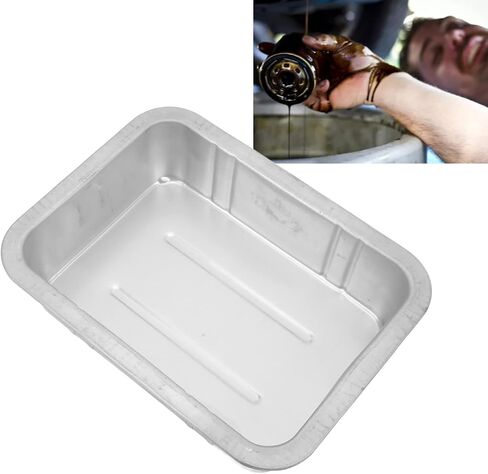 Acouto Galvanized Drip Pan Oil Drain Pan Leak Portable Universal Metal Construction Automotive Oil Change Container(#1) in Saudi Arabia