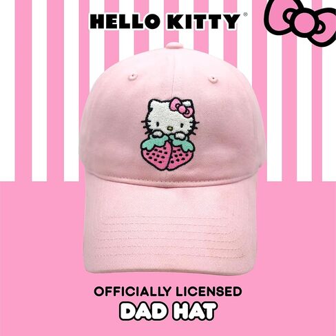 Hello Kitty Dad Hat ، الفراولة قبعة بيسبول قابلة للتعديل مع حافة منحنية ، وردي ، وحجم واحد in Saudi Arabia