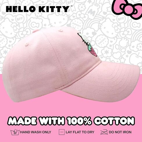 Hello Kitty Dad Hat ، الفراولة قبعة بيسبول قابلة للتعديل مع حافة منحنية ، وردي ، وحجم واحد in Saudi Arabia