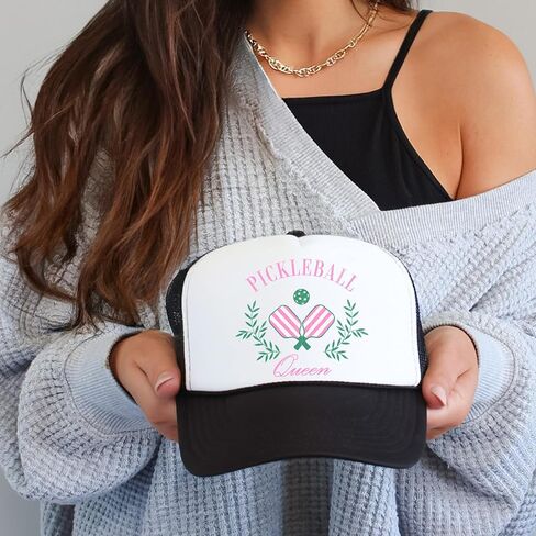 Pickleball Queen Trucker Hat Funny Sporty Pickleball Graphic Classic 5 Panel Mesh Back in Kuwait