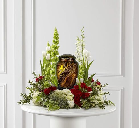 Fiber Glass Cremation Urn - Marbling Adult Urn - Handcrafted Light weighed Adult Funeral Urn for Ashes - Great Deal Free Velvet Bag and Ash Bag (Brown) in Kuwait