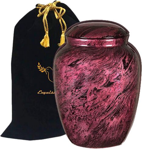 Fiber Glass Cremation Urn - Marbling Adult Urn - Handcrafted Light weighed Adult Funeral Urn for Ashes - Great Deal Free Velvet Bag and Ash Bag (Brown) in Kuwait