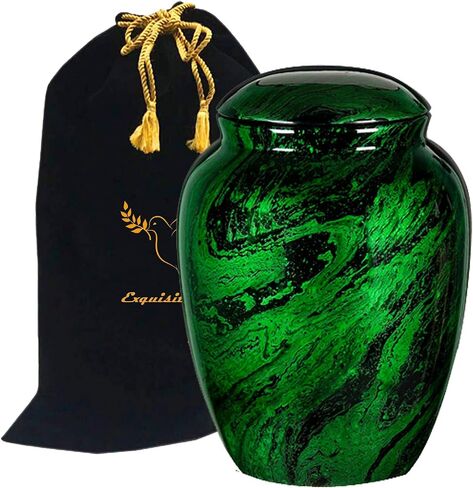 Fiber Glass Cremation Urn - Marbling Adult Urn - Handcrafted Light weighed Adult Funeral Urn for Ashes - Great Deal Free Velvet Bag and Ash Bag (Brown) in Kuwait