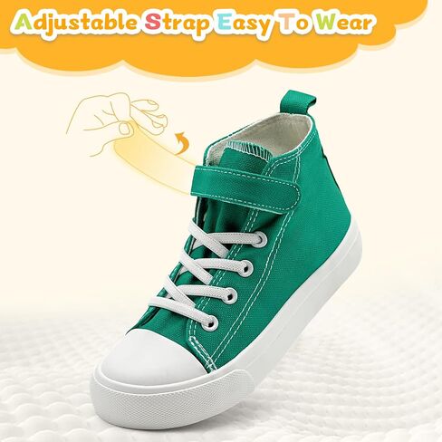 Toddler Shoes for Boys Girls, Kids Canvas Sneakers Classic Adjustable Strap Lace Up Comfortable Lightweight Running Walking Casual Shoes in Kuwait