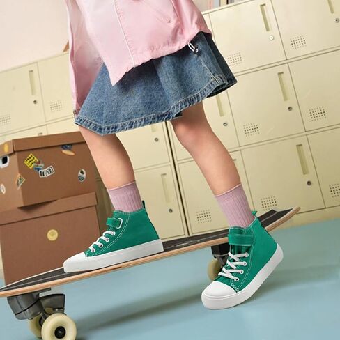 Toddler Shoes for Boys Girls, Kids Canvas Sneakers Classic Adjustable Strap Lace Up Comfortable Lightweight Running Walking Casual Shoes in Kuwait