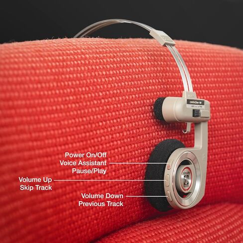سماعات رأس Koss Porta Pro اللاسلكية 2.0 بلوتوث فوق الأذن، بطارية تدوم أكثر من 20 ساعة، شحن USB-C، ميكروفون، تمرير صوت تناظري، نمط قديم، أسود in Kuwait
